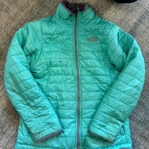 Girls North Face reversible teal and gray winter jacket size Girls XL (18)